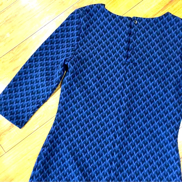 Banana Republic navy blue herringbone diamond pattern cotton mini dress - Picture 7 of 9